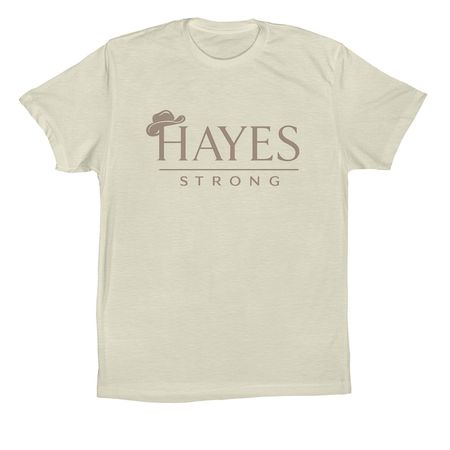 Light colored adult/youth with taupe writing., a Natural Premium Cotton Tee