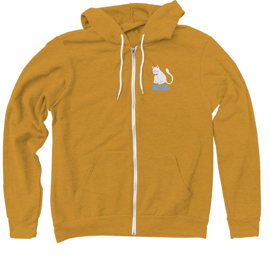Pride Merch - ALLY CAT, a Heather Mustard Zip Up Hoodie