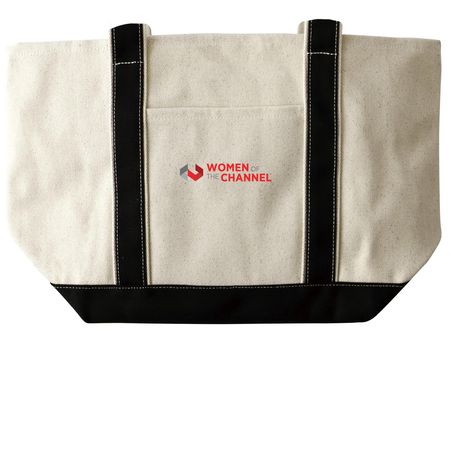 WOTC Two-Toned Tote Bag, a Natural/Black Large Two-Tone Canvas Tote Bag