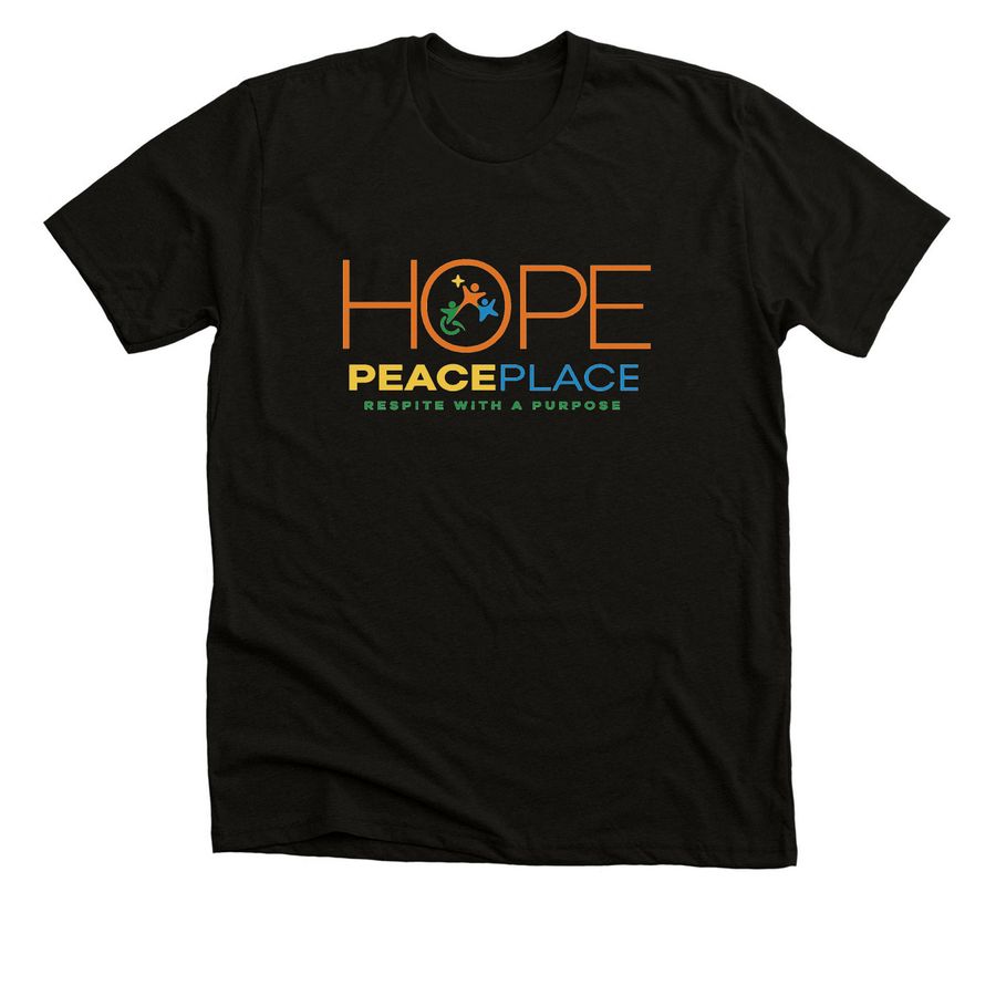 Peace Place Hope, a Black Heather Premium Unisex Tee