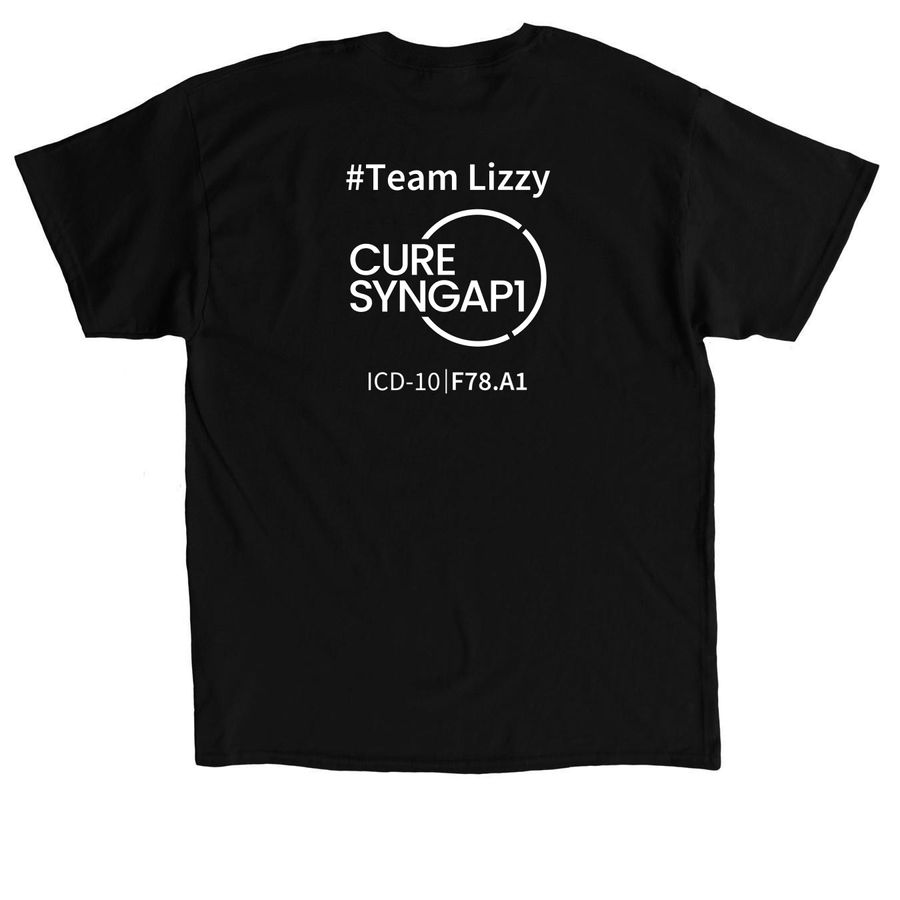Sprint for Syngap 2026: Team Lizzy, a Black Classic Unisex Tee (back-view)