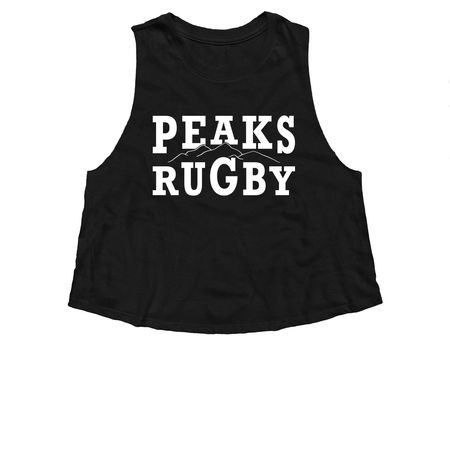 PIKES PEAKS WOMEN?S RUGBY, a Solid Black Blend Women?s Cropped Racerback Tank