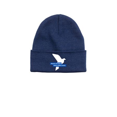 Peace Action NYS Logo Beanie, a Azure Printed Base Camp Beanie