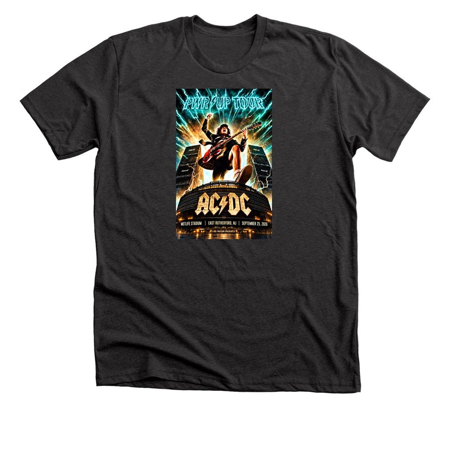 ACDC East Rutherford NJ Event Poster T-Shirt, a Dark Grey Heather Premium Unisex Tee