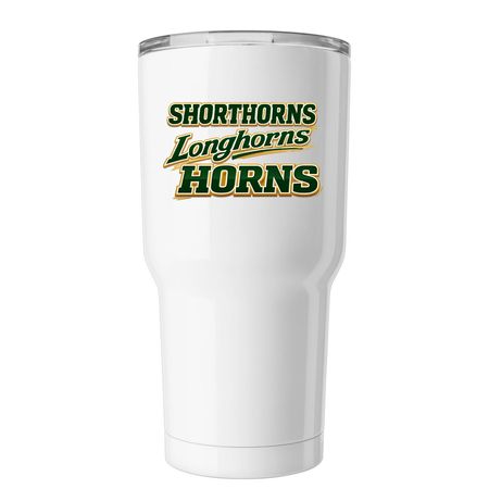 All Horns. All Spirit. Tumbler 30oz, a White Insulated Tumbler