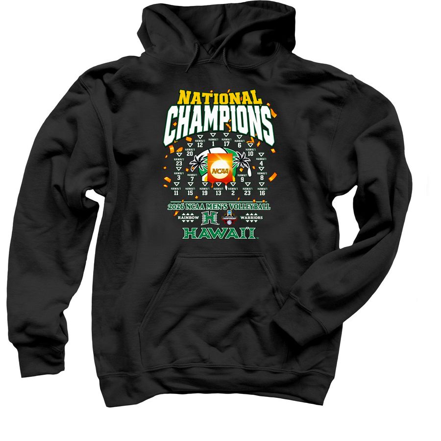 Hawai?i 2026 NCAA Men?s Volleyball National C, a Black Pullover Hoodie