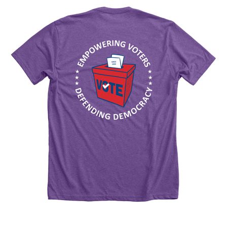 LWVLA - Empowering Voters (ballot box), a Heather Team Purple Premium Unisex Tee
