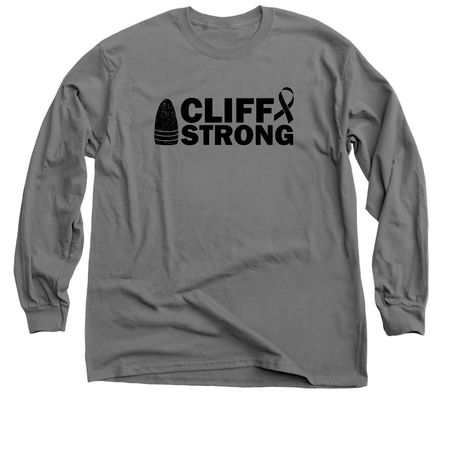 Cliff Strong Light Colored Apparel, a Charcoal Classic Long Sleeve Tee