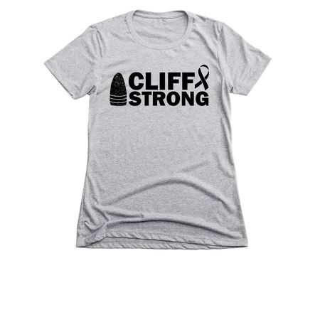 Cliff Strong Light Colored Apparel, a Dark Heather Grey Women's Slim Fit Tee