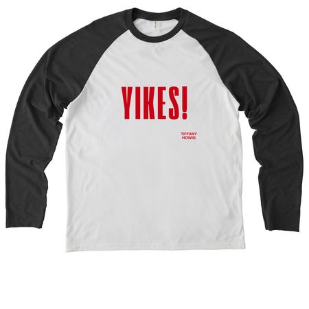 YIKES! Tee, a Space Black/ Bright White Allmade Eco Triblend Colorblock Raglan Long Sleeve Tee