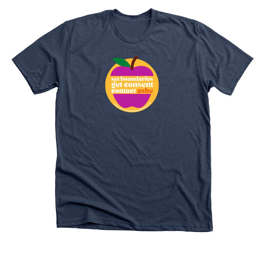 ASHE: Consent & Boundaries, a Heather Navy Premium Unisex Tee