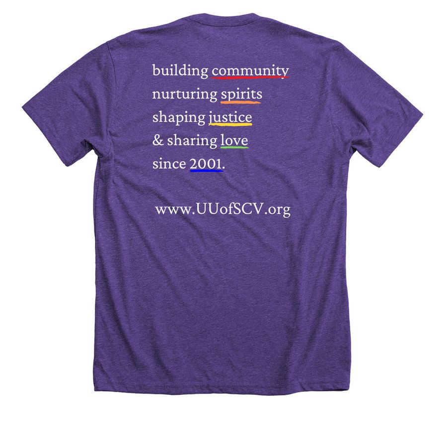 20th Anniversary Tee, a Heather Team Purple Premium Unisex Tee (back-view)