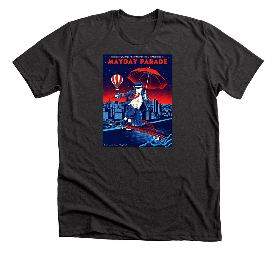 Mayday Parade Pittsburgh Pa T Shirt, a Dark Grey Heather Premium Unisex Tee