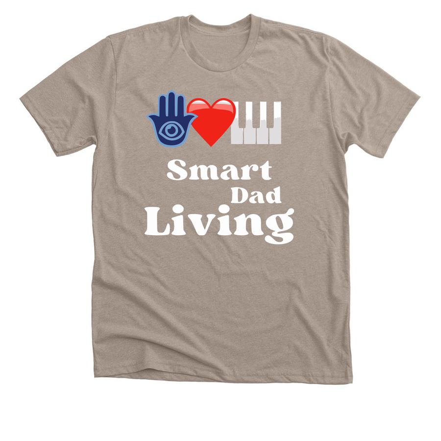Eye Heart Piano Smart Dad Living Emoji Logo, a Heather Stone Premium Unisex Tee