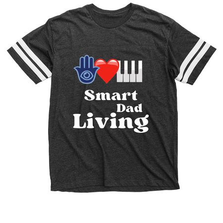 Eye Heart Piano Smart Dad Living Emoji Logo, a Vintage Smoke / White Football Jersey Tee