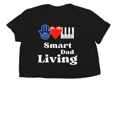 Eye Heart Piano Smart Dad Living Emoji Logo, a Black Women?s Flowy Cropped Tee