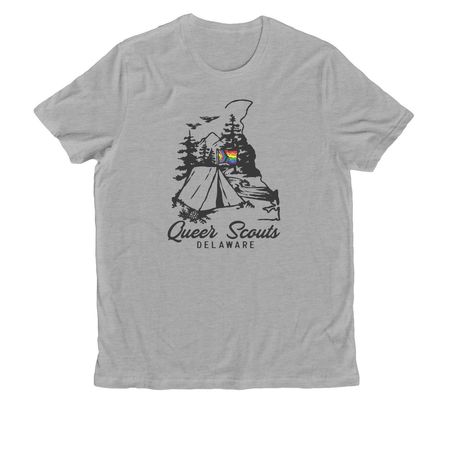CampOUT Logo, a Granite Grey Heather Allmade Organic Cotton Unisex Tee