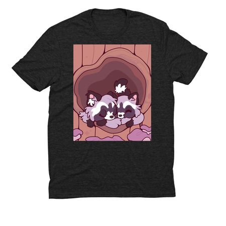 Autumn Raccoon Snuggle, a Space Black Allmade Eco Triblend Unisex Tee