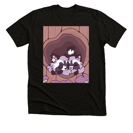 Autumn Raccoon Snuggle, a Black Heather Premium Unisex Tee