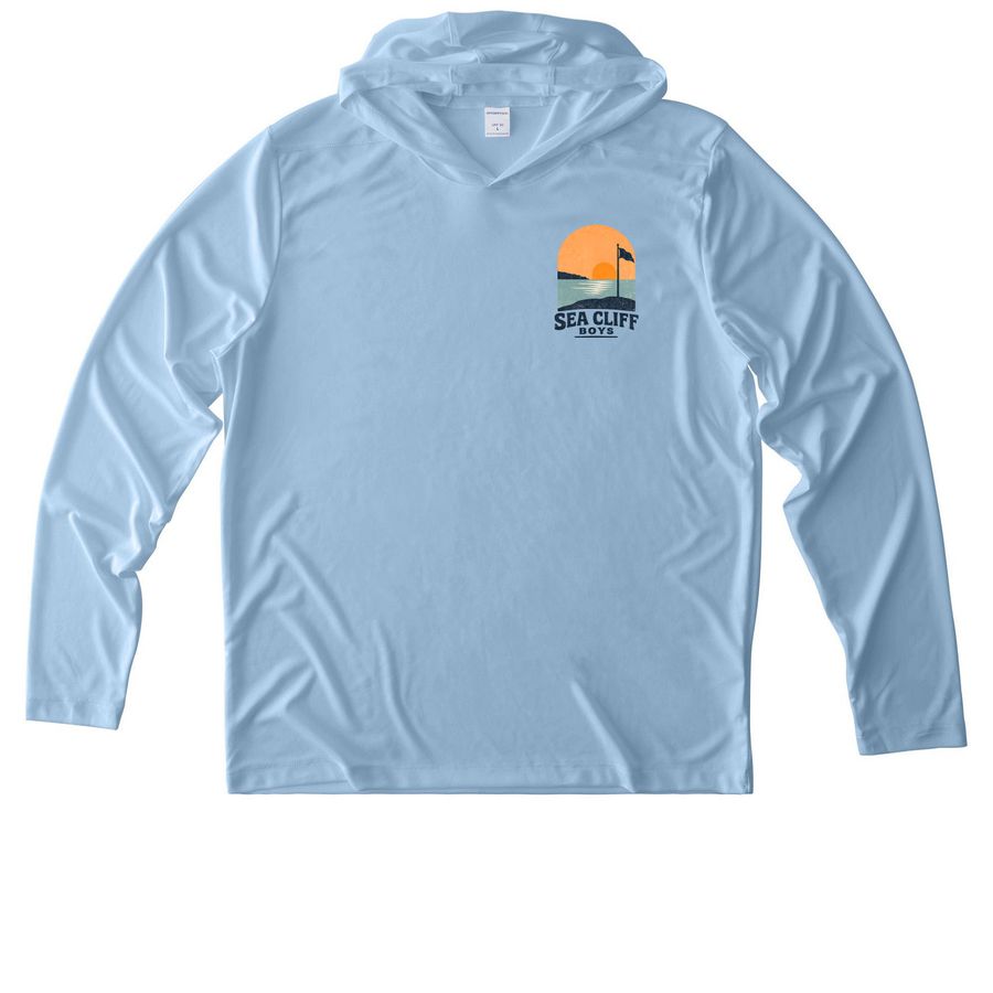 Performance Tees, Hoodies, Polos, a Light Blue UV Performance Long Sleeve Hoodie