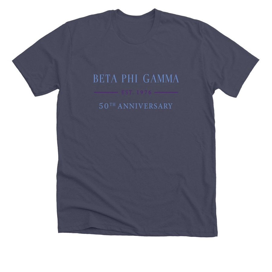 FIRST-FOREVER-FIFTY, a Heather Midnight Navy Premium Unisex Tee