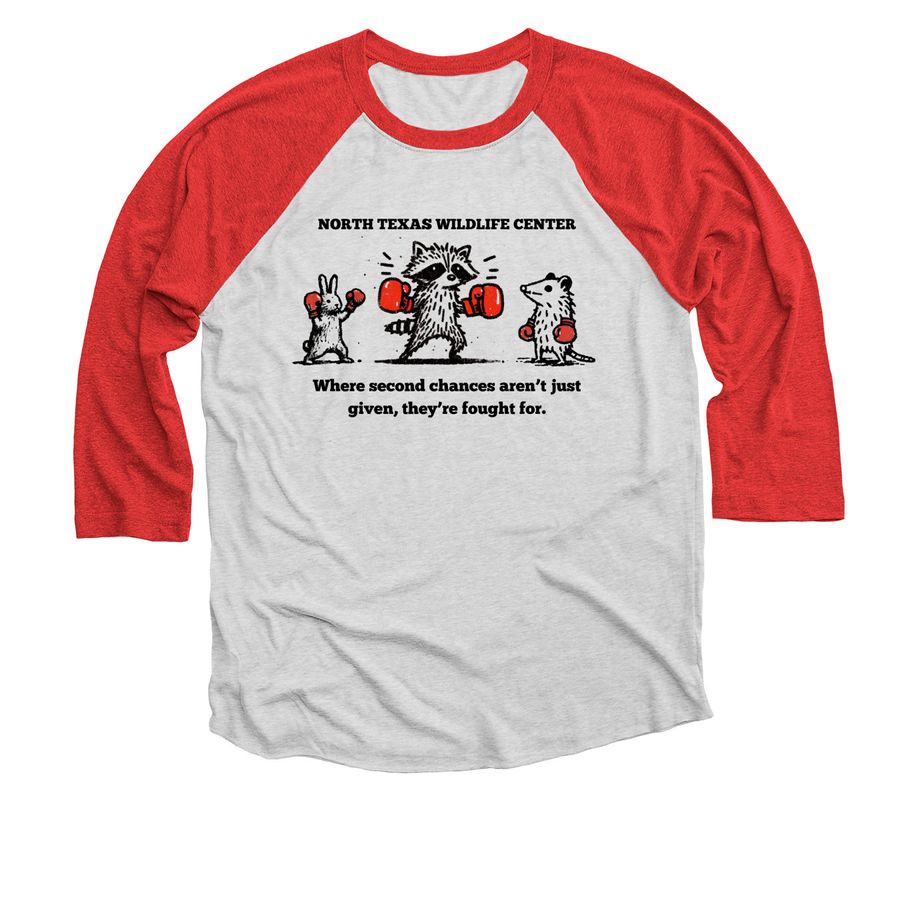 second chances, a Red and Heather White 3/4 Sleeve Baseball Tee