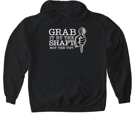 grab it by the shaft, not the tip, a Black Gildan Softstyle Pullover Hoodie