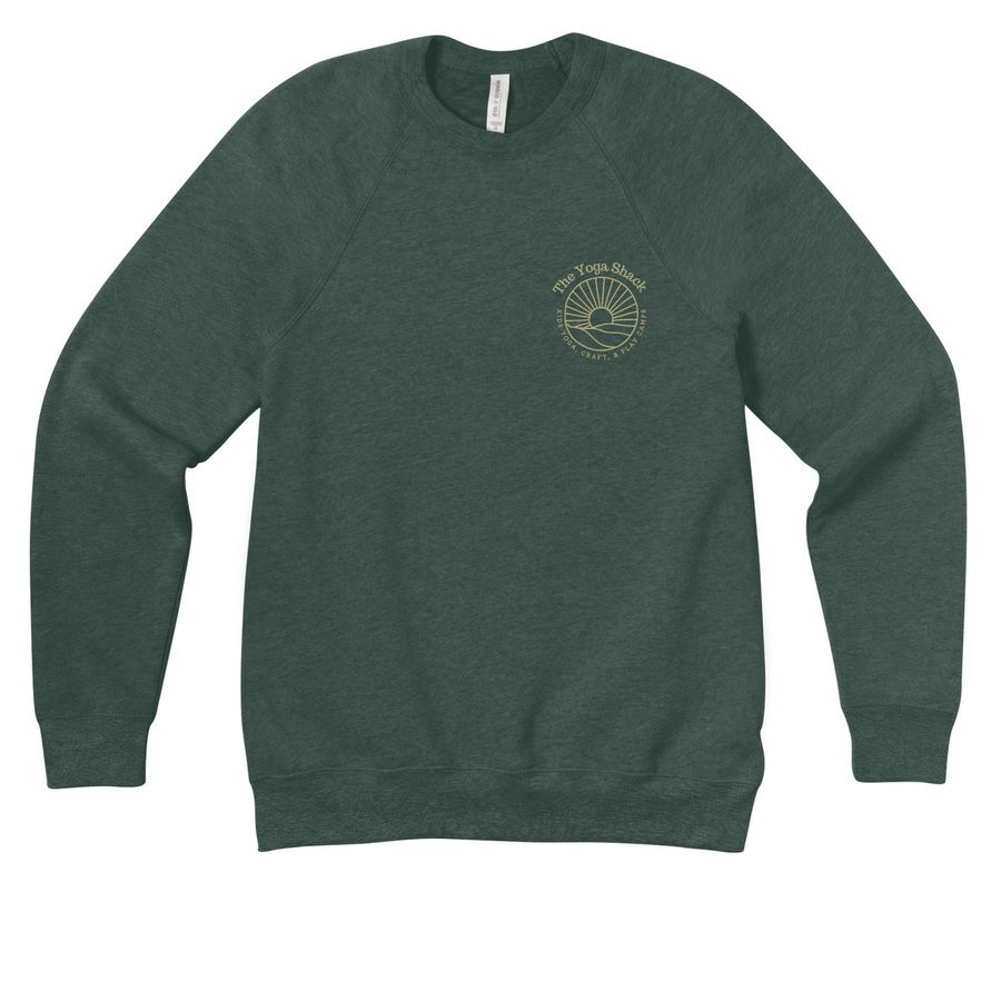 Yoga Shack Sweatshirts, a Heather Forest Premium Raglan Crewneck Sweatshirt