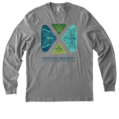 Xerces Society Gear 2026 (light), a Granite Grey Heather Allmade Organic Cotton Long Sleeve Tee