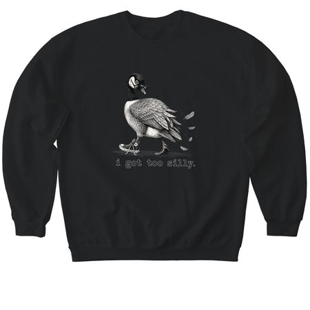 i got too silly., a Black Softstyle Crewneck Sweatshirt