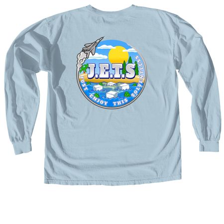 Just Enjoy This Shirt, a Chambray Comfort Colors Long Sleeve Tee (back-view)