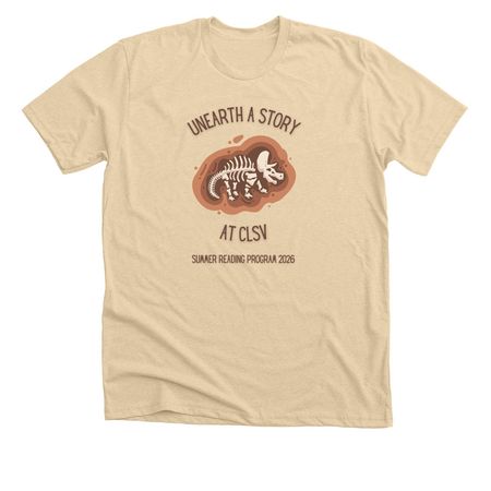 Unearth a Story, a Heather Soft Cream Premium Unisex Tee