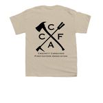 2026 CCFA design, a Sand Youth Unisex Tee (back-view)