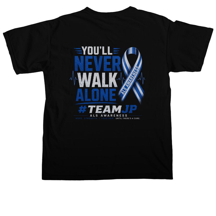 Together for #TeamJP, a Black Comfort Colors Unisex Tee (back-view)