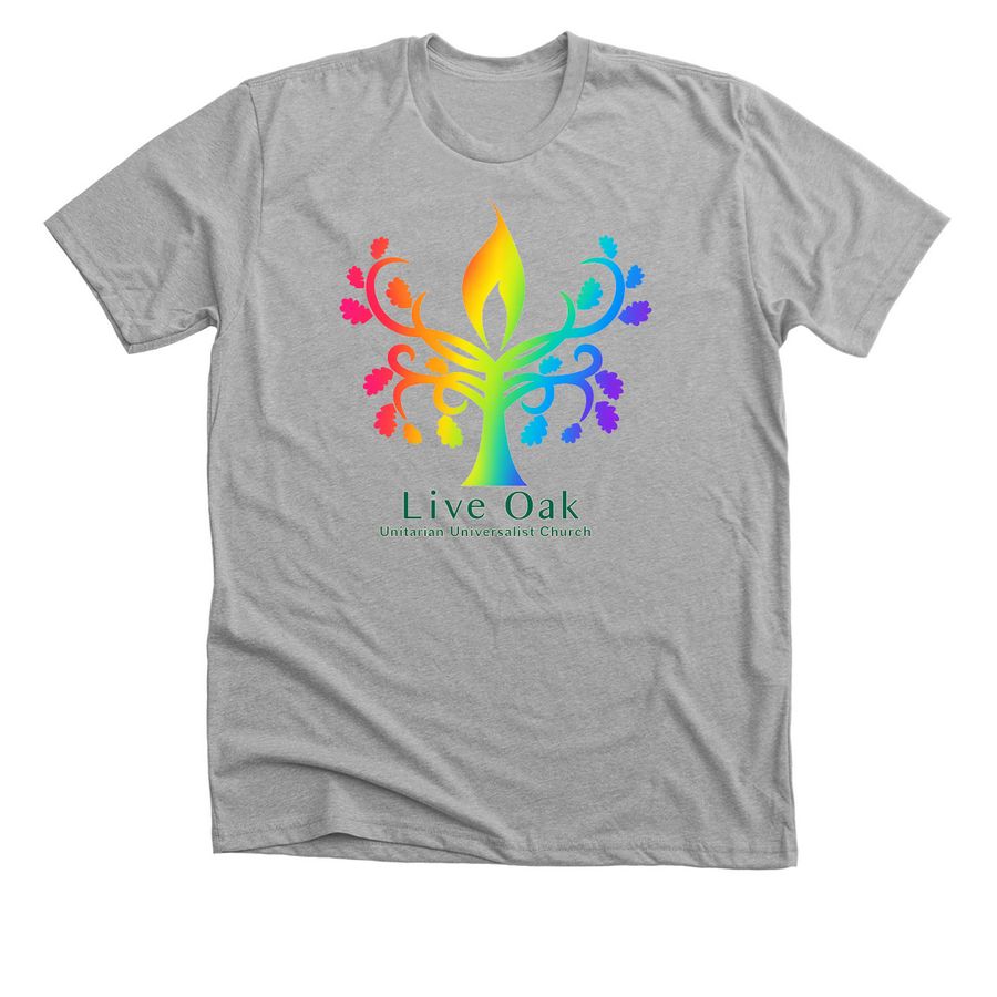 Rainbow Live Oak UU, a Athletic Heather Premium Unisex Tee