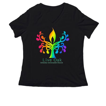 Rainbow Live Oak UU, a Black Women's Relaxed V-Neck Tee