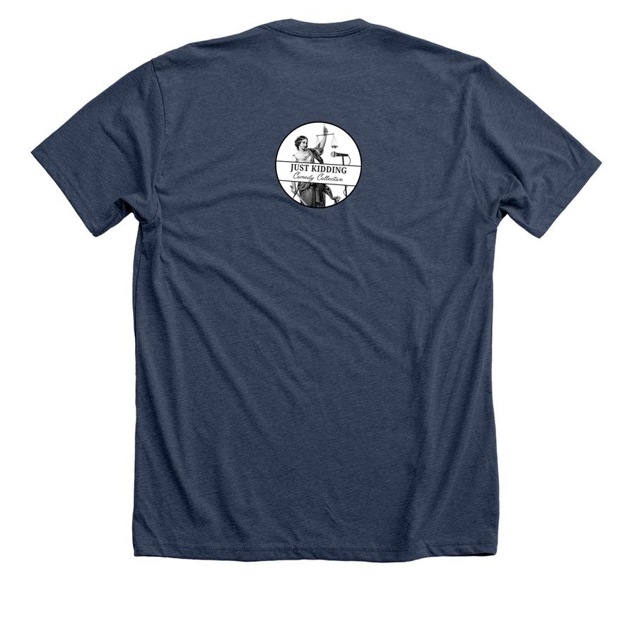 Laugh at Fascists: Minimalist Shirt!, a Heather Navy Premium Unisex Tee (back-view)