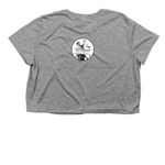 Laugh at Fascists: Minimalist Shirt!, a Athletic Heather Women?s Flowy Cropped Tee (back-view)