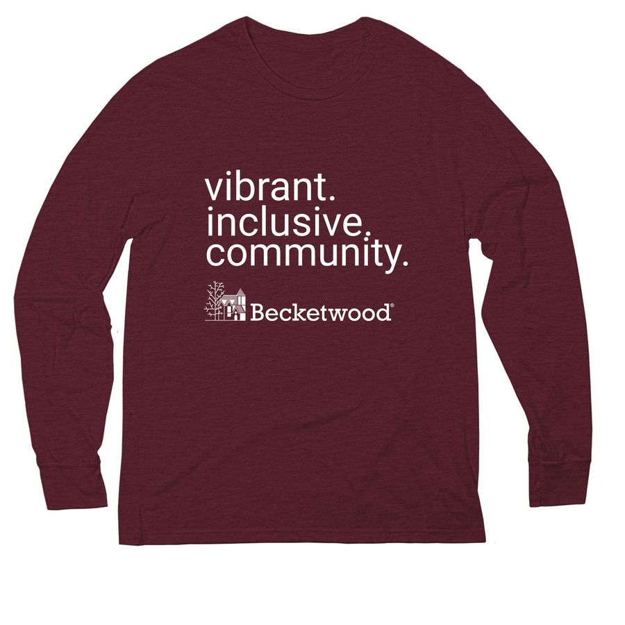 Becketwood: A vibrant, inclusive community.&nbsp;, a Vino Red Allmade Eco Triblend Long Sleeve Tee
