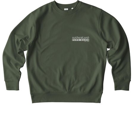 Sutherland 90th - Back Print Tops, a Khaki Green Stanley/Stella Unisex Changer 2.0 Crewneck Sweatshirt
