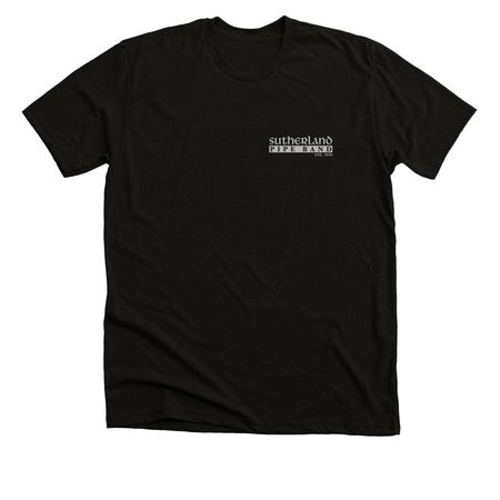 Sutherland 90th - Back Print Tops, a Solid Black Blend Premium Unisex Tee