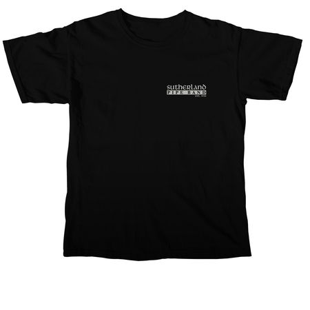 Sutherland 90th - Back Print Tops, a Black Comfort Colors Unisex Tee