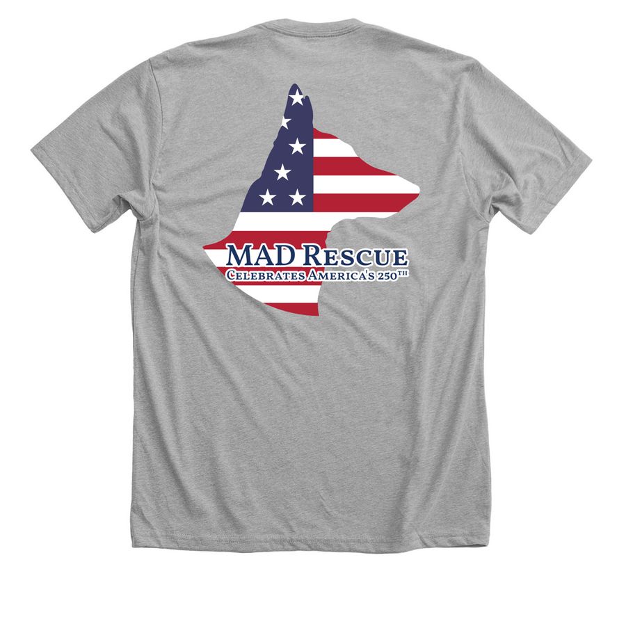 ?? MAD RESCUE CELEBRATES AMERICA'S 250TH, a Athletic Heather Premium Unisex Tee