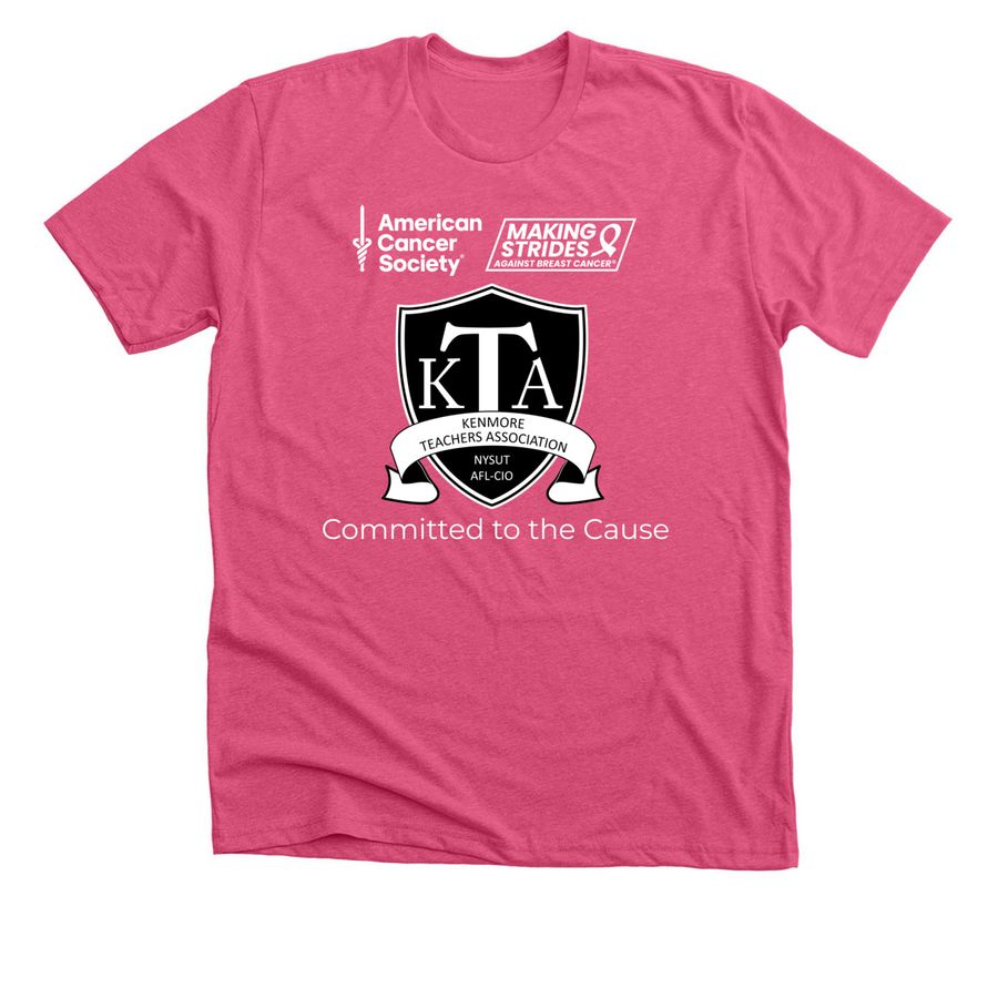 Kenmore Teachers are Committed to the Cause!, a Heather Charity Pink Premium Unisex Tee