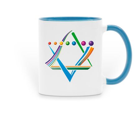 Shir Hadash Logo Mug, a Light Blue Two-Tone Ceramic Mug