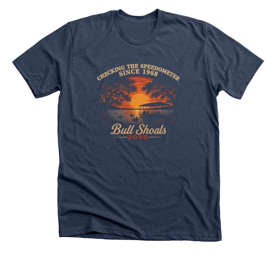 Bull Shoals 2026, a Heather Navy Premium Unisex Tee