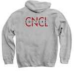 CNCL'd in April, a Sport Grey Pullover Hoodie (back-view)