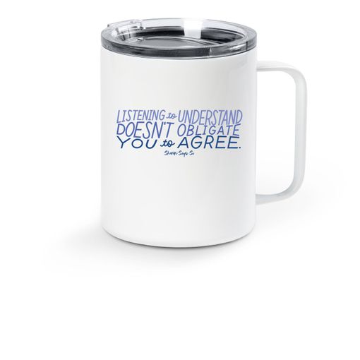 Listening To Understand, Blue Logo Stainless Steel Travel Mug