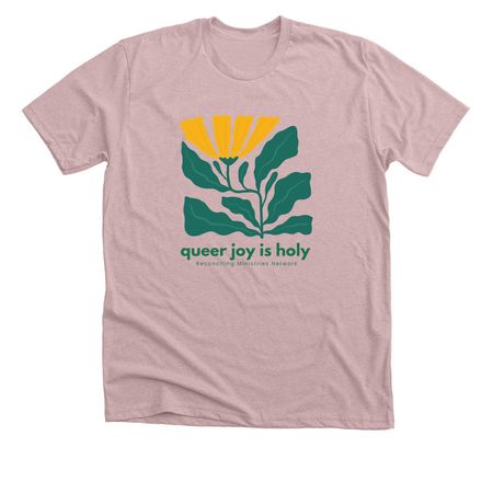 RMN | Queer Joy is Holy, a Heather Pink Gravel Premium Unisex Tee