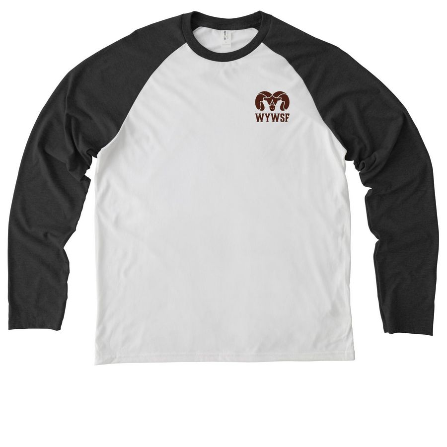 WY WSF Chest &nbsp;Dark Logo Shirts, a Space Black/ Bright White Allmade Eco Triblend Colorblock Raglan Long Sleeve Tee